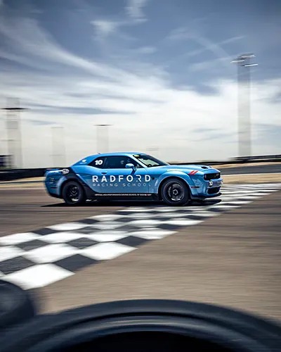 Radford car coming over finish line